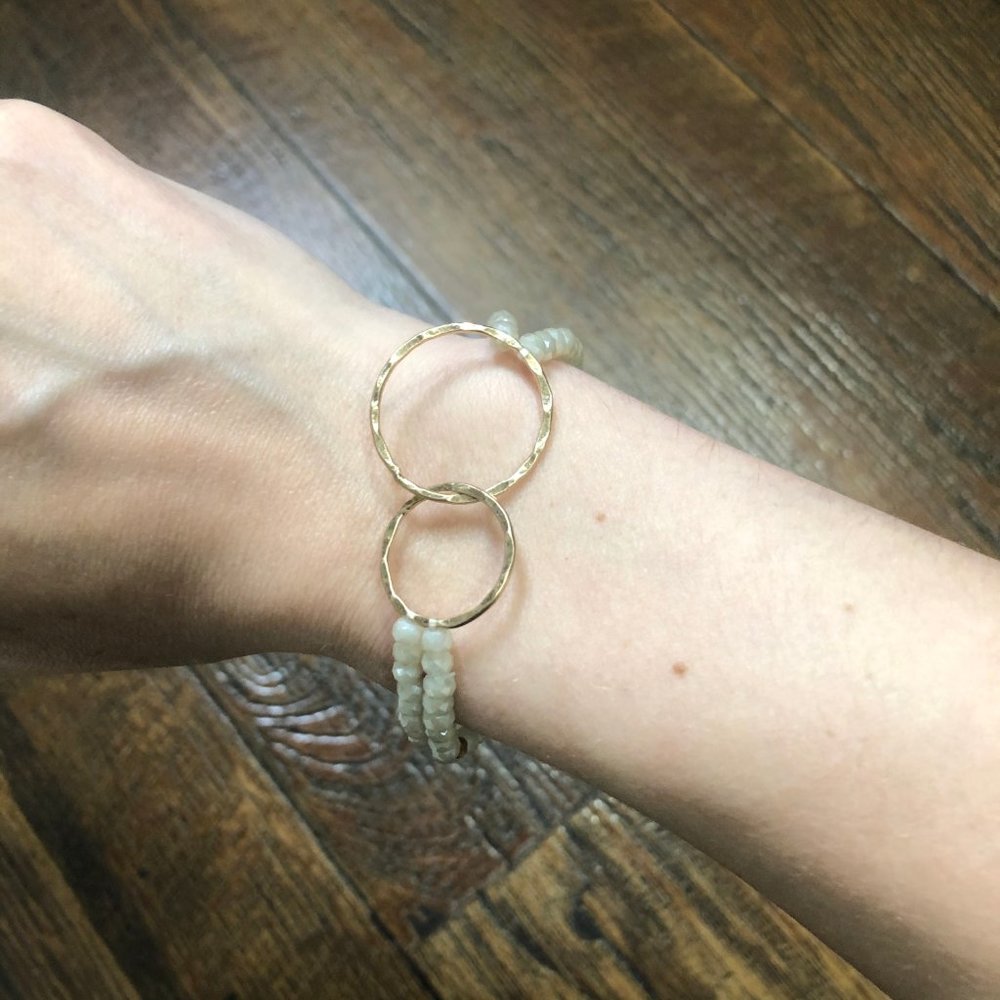 Double Strand Crystal Bracelet with Gold Circles